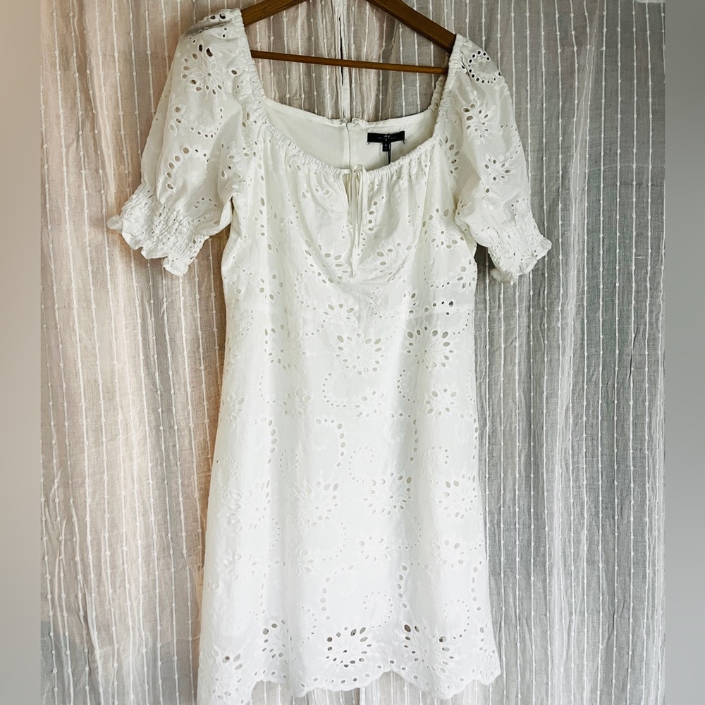 7 For All Mankind NWT White Eyelet • Puff Sleeve Summer Mini Dress